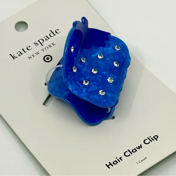 KATE SPADE ♠️ TARGET blue rhinestone strawberry hair claw clip + 6 small clips - Picture 2 of 6